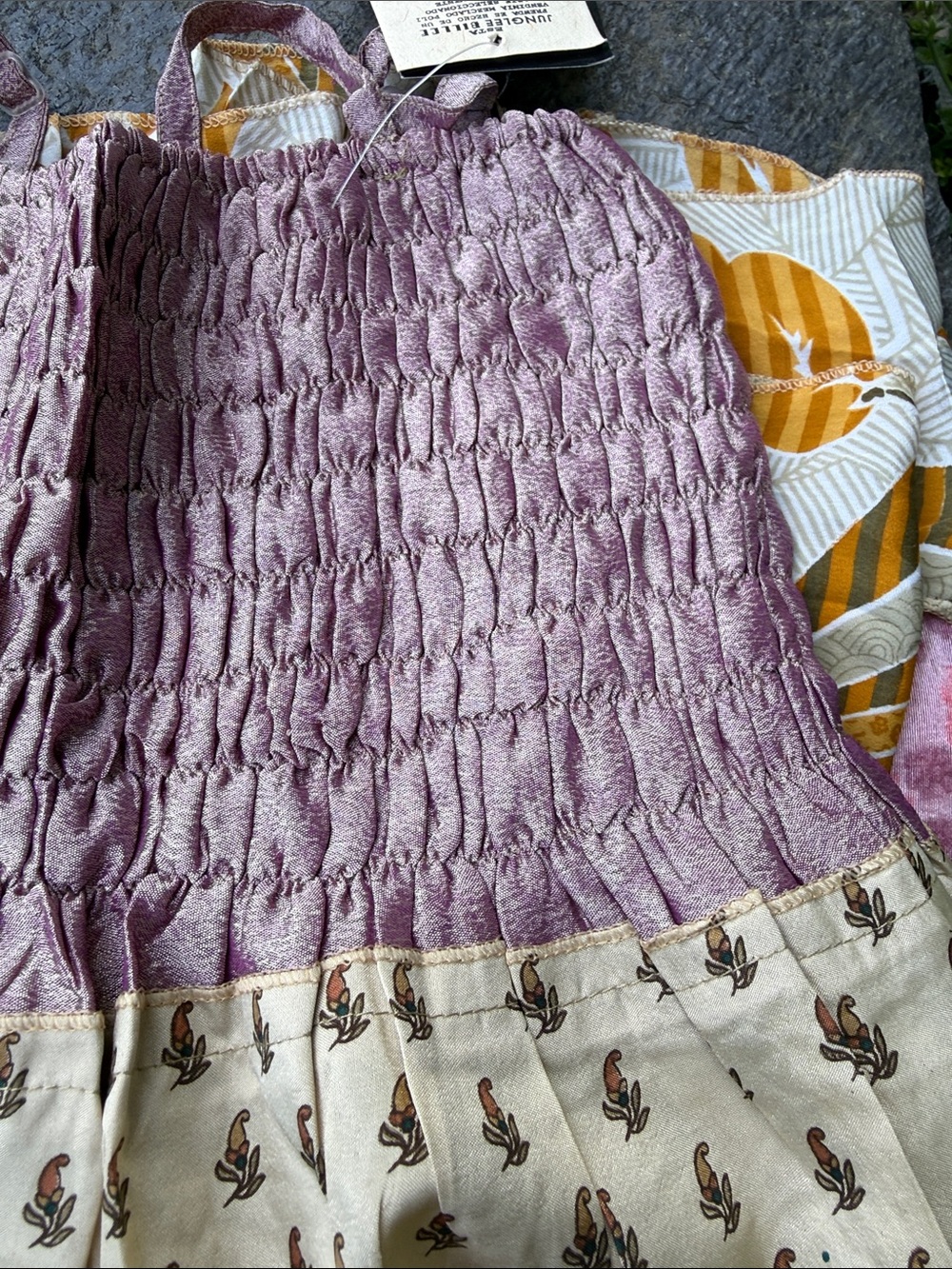 Bohemian Tiered Midi Dress in Lavender and Cream - Picture 3 of 10